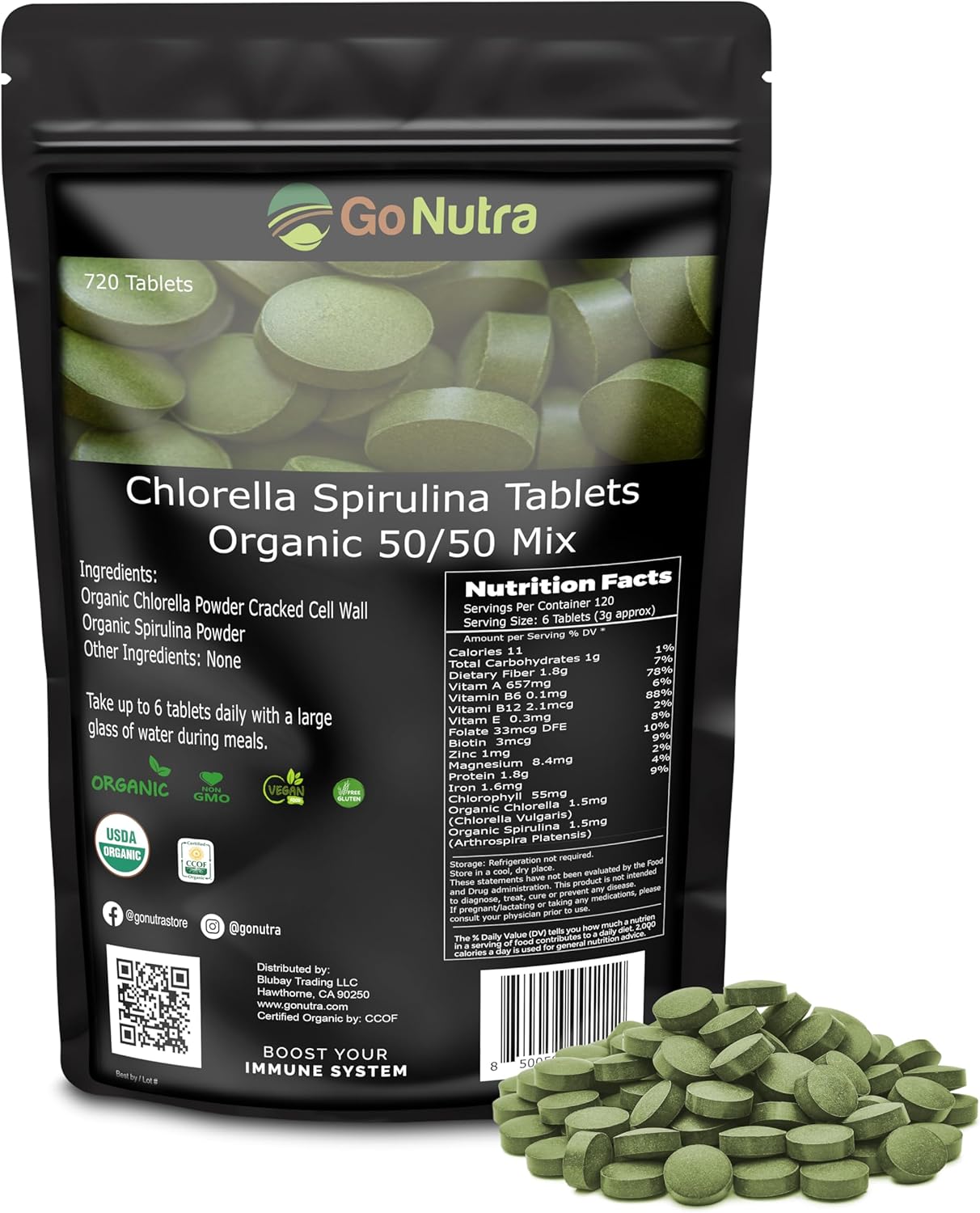 Spirulina & Chlorella Blend — 120 Tablets